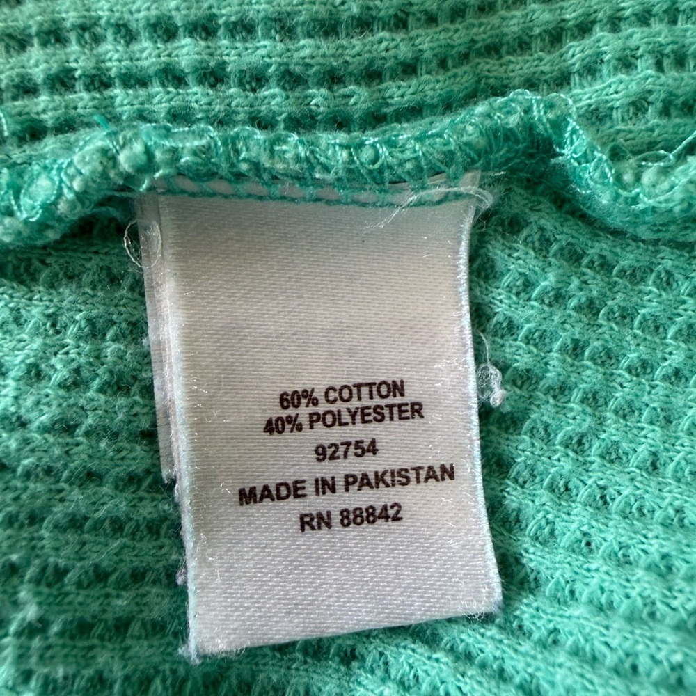 Woman Within Sea Green Thermal Weave Long Sleeve Top - Picture 7 of 8